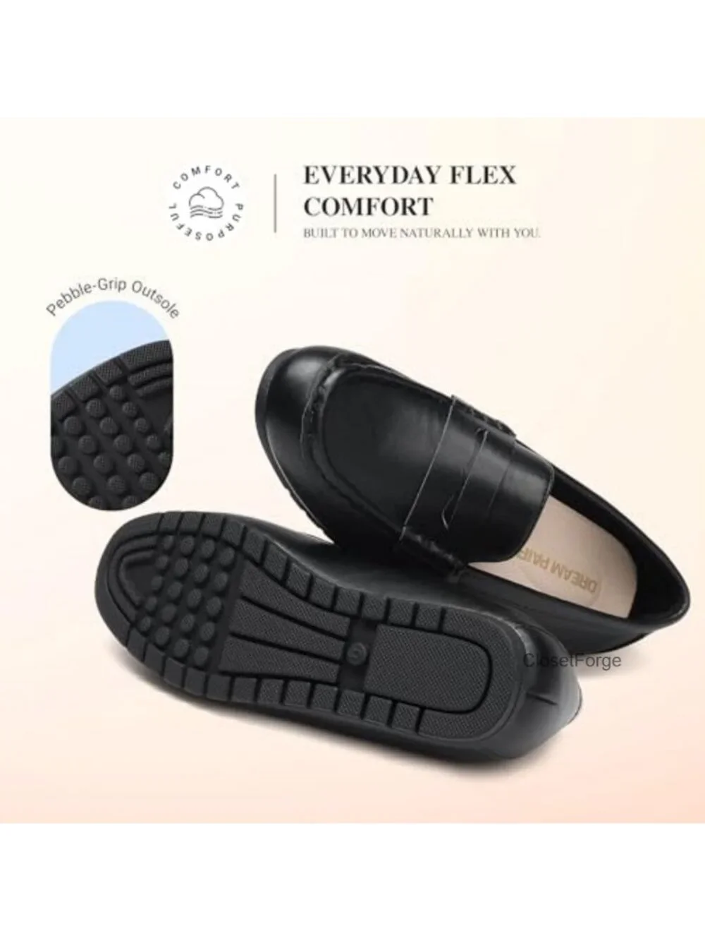 Womens Slip On Loafers Comfort Work Flats Faux Leather